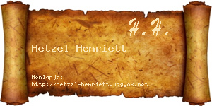 Hetzel Henriett névjegykártya